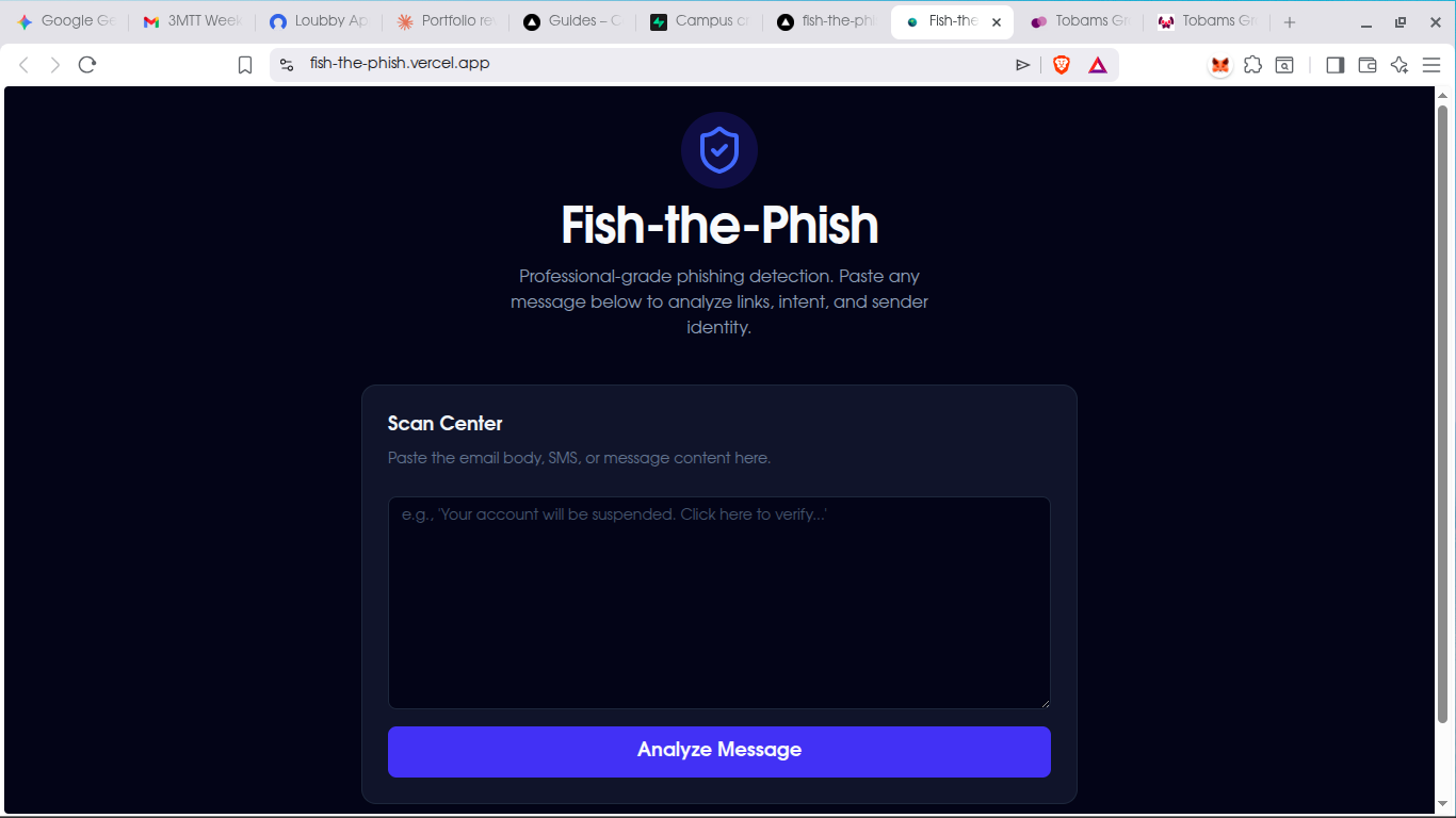 Fish the Phish phishing detection tool screenshot
