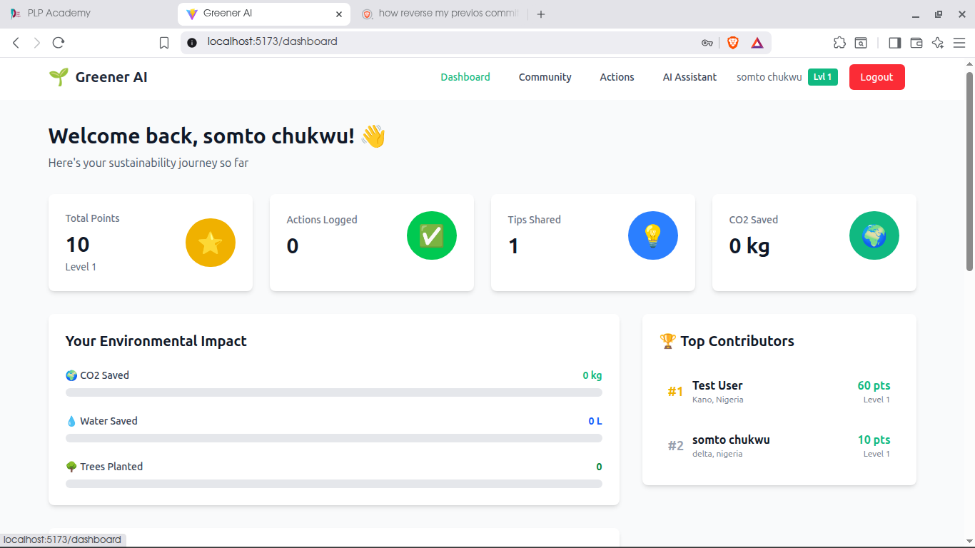 Greener AI sustainability app screenshot